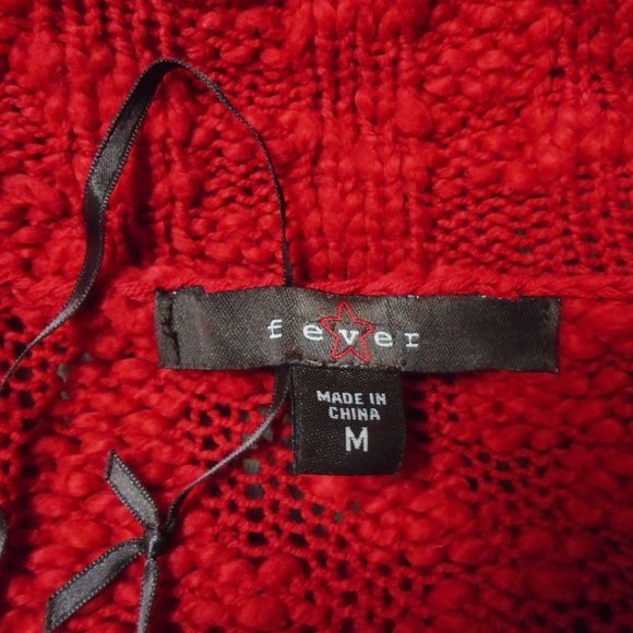 Long Cardigan Red Sweater Dress, Cute Sleeves! - Fever - Picture 7 of 9